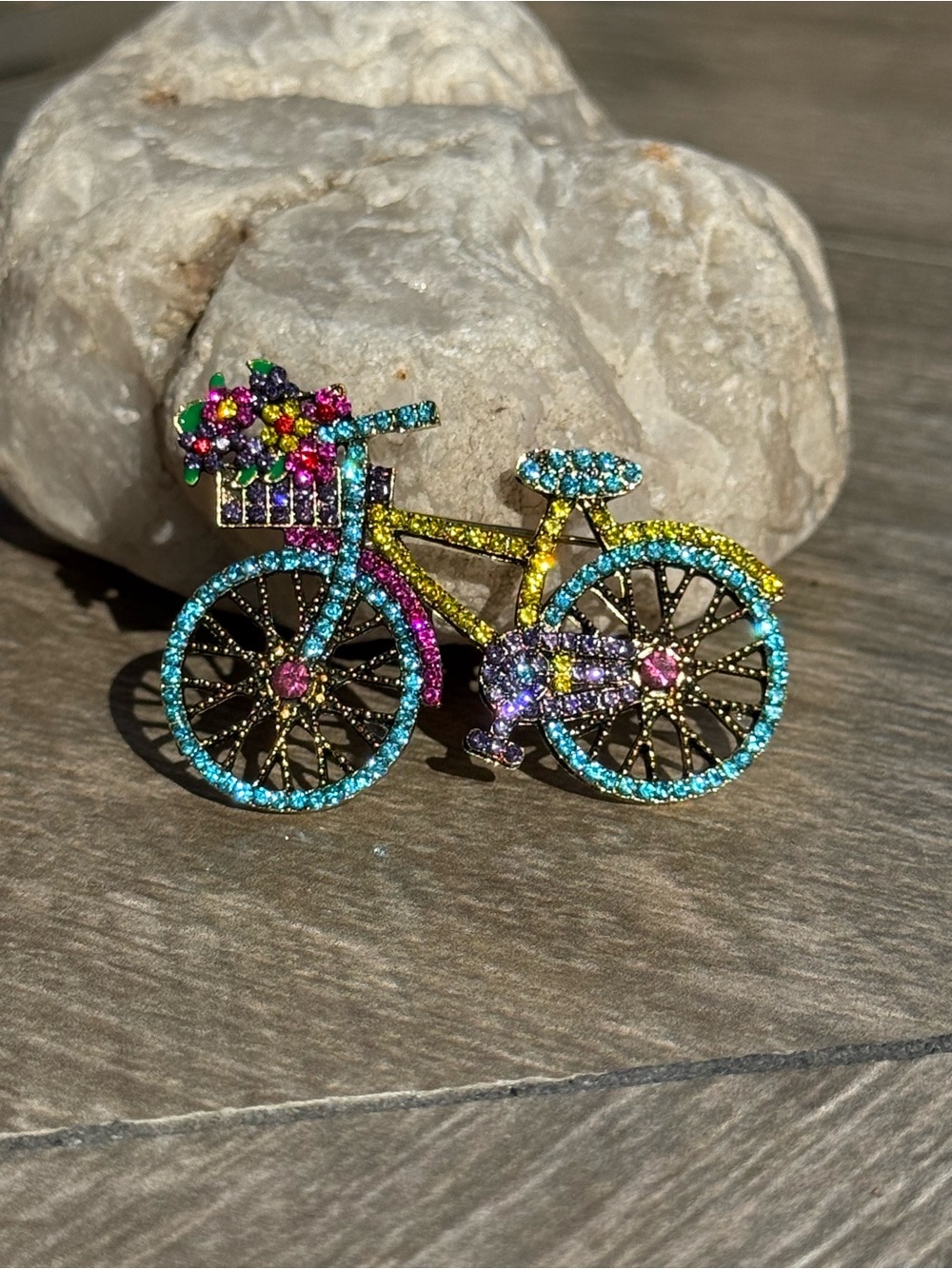 NWT Multicolor Crystal Bicycle Brooch Pin - Women Accessories